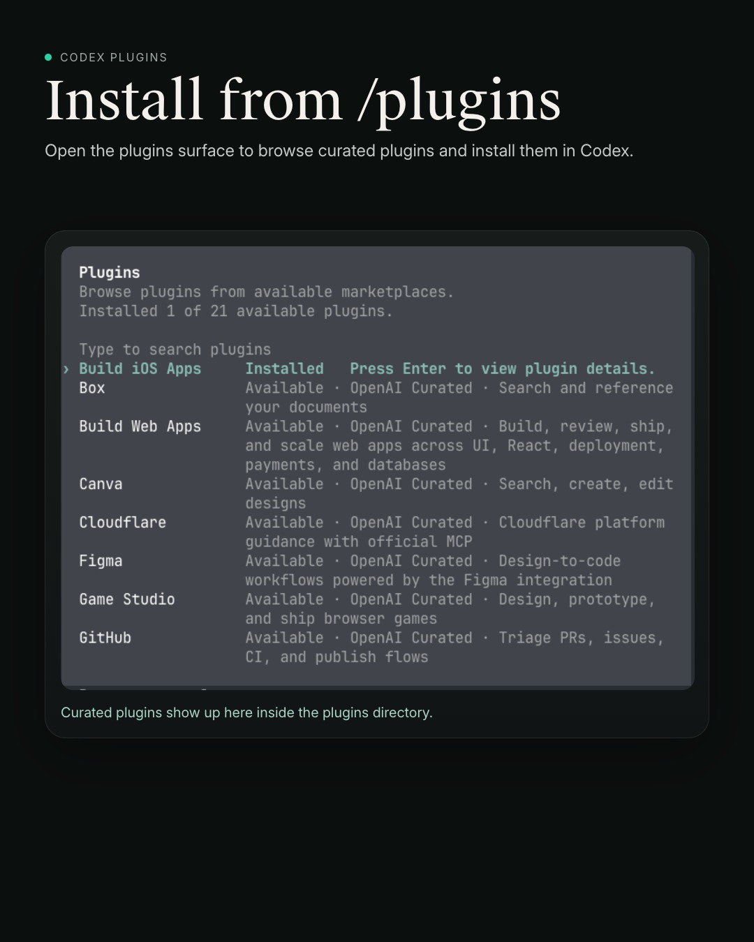 Installing from slash plugins