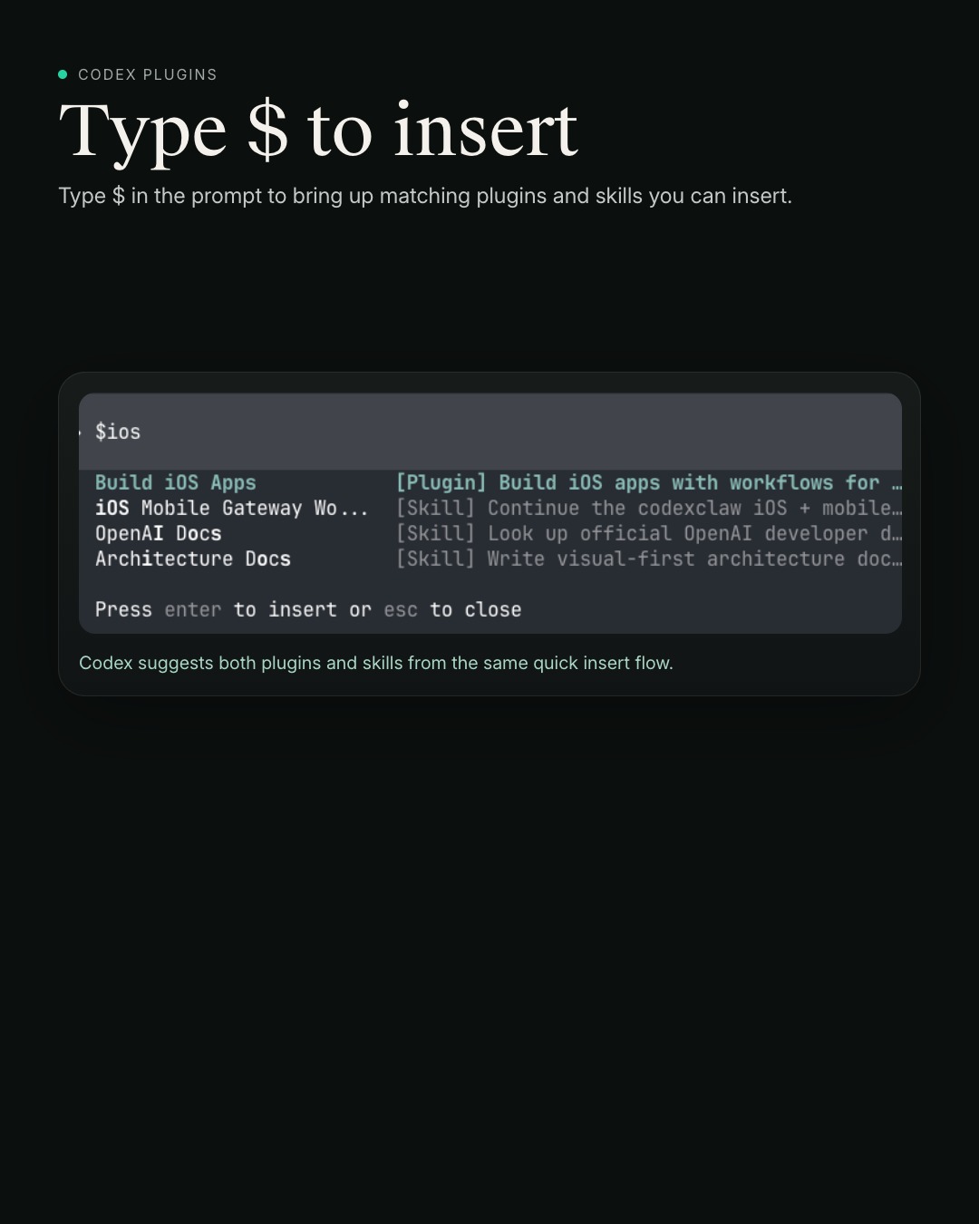 Plugin and skill insertion