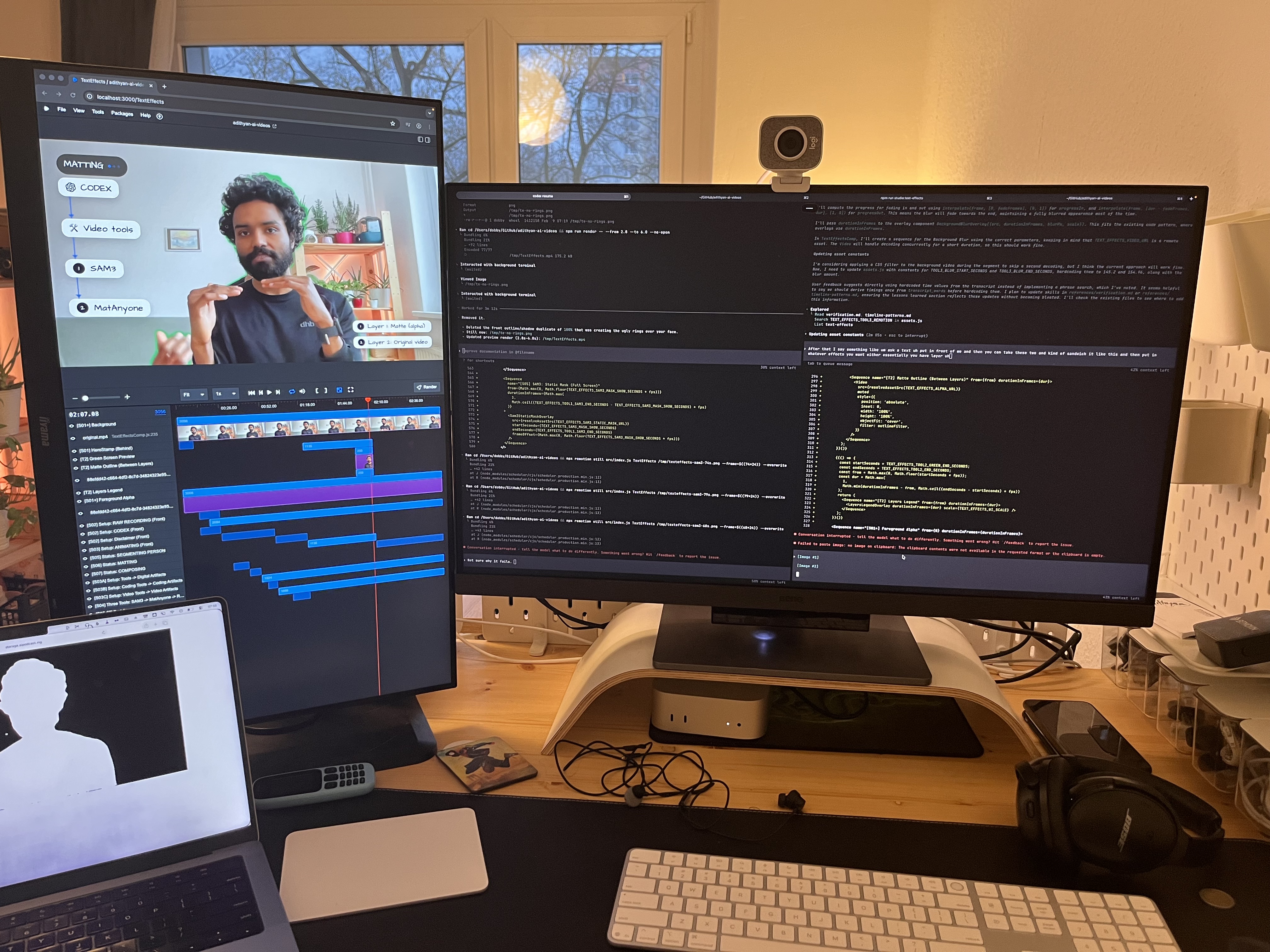 My screen setup with Remotion and terminal